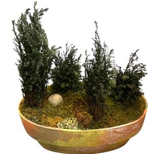 FOREVER GREEN ART‎ Potted Quartet Mini Cypress Tree In Oval Terra Cotta Planter